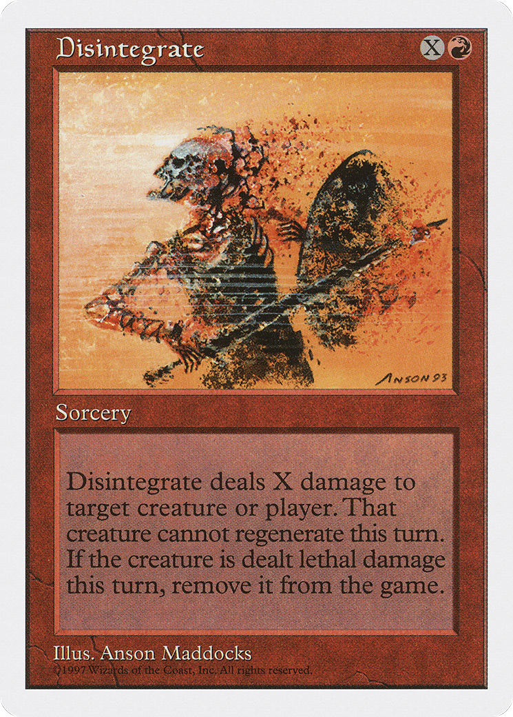 Disintegrate (5ED-219) - Fifth Edition - Premium MTG Single from Wizards of the Coast - Just $0.08! Shop now at Game Crave Tournament Store