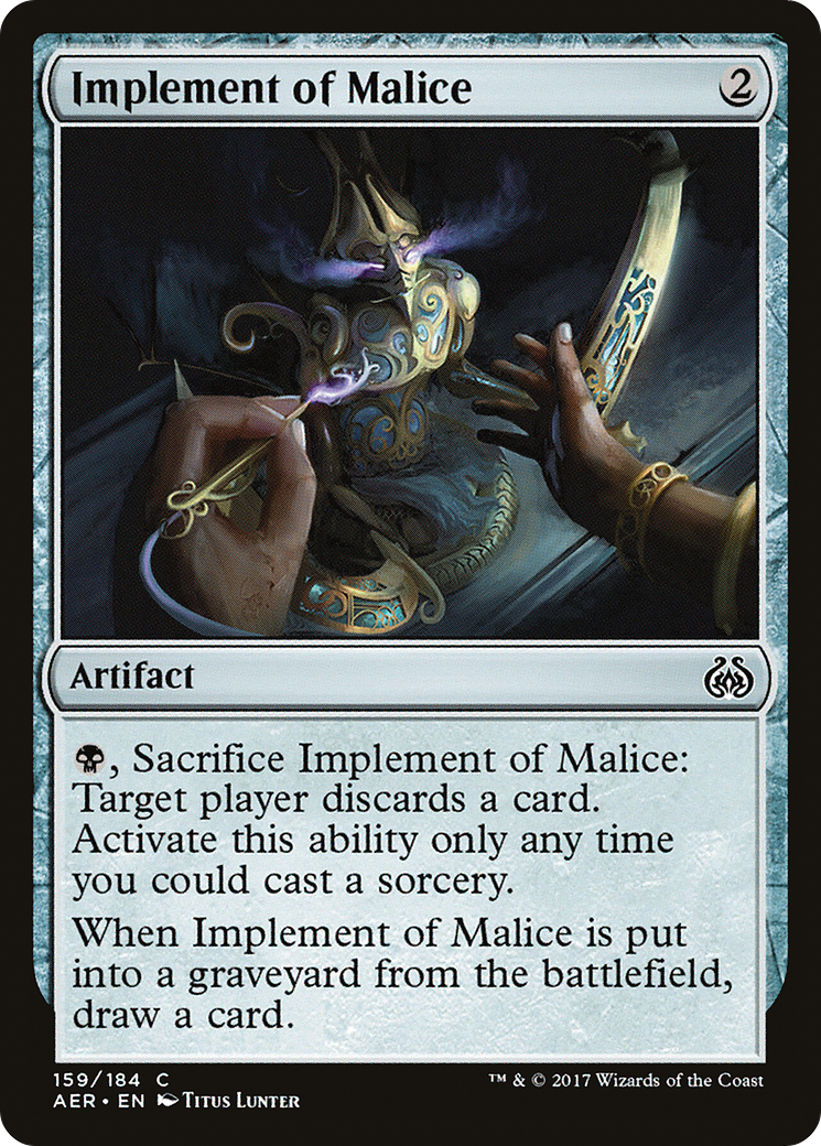 Implement of Malice (AER-159) - Aether Revolt Foil - Premium MTG Single from Wizards of the Coast - Just $0.10! Shop now at Game Crave Tournament Store