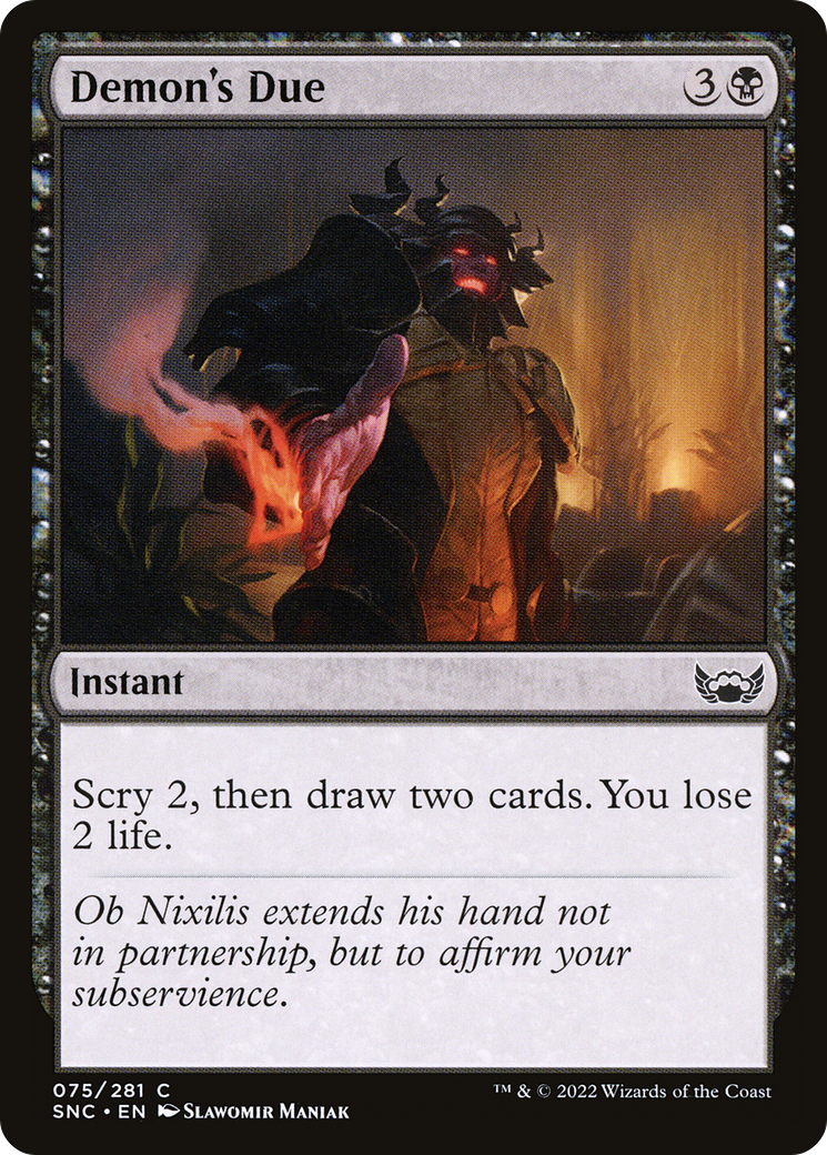 Demon's Due (SNC-075) - Streets of New Capenna - Premium MTG Single from Wizards of the Coast - Just $0.08! Shop now at Game Crave Tournament Store