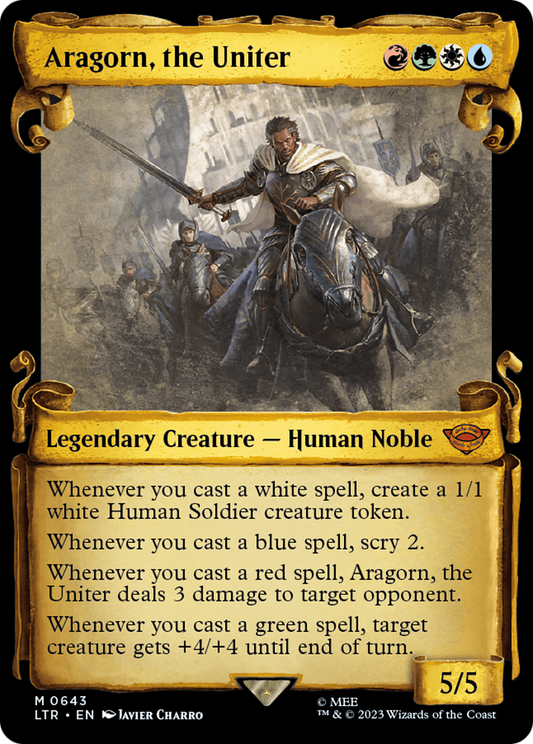 Aragorn, the Uniter (LTR-643) - The Lord of the Rings: Tales of Middle-earth: (Showcase) Foil - Premium MTG Single from Wizards of the Coast - Just $6.40! Shop now at Game Crave Tournament Store