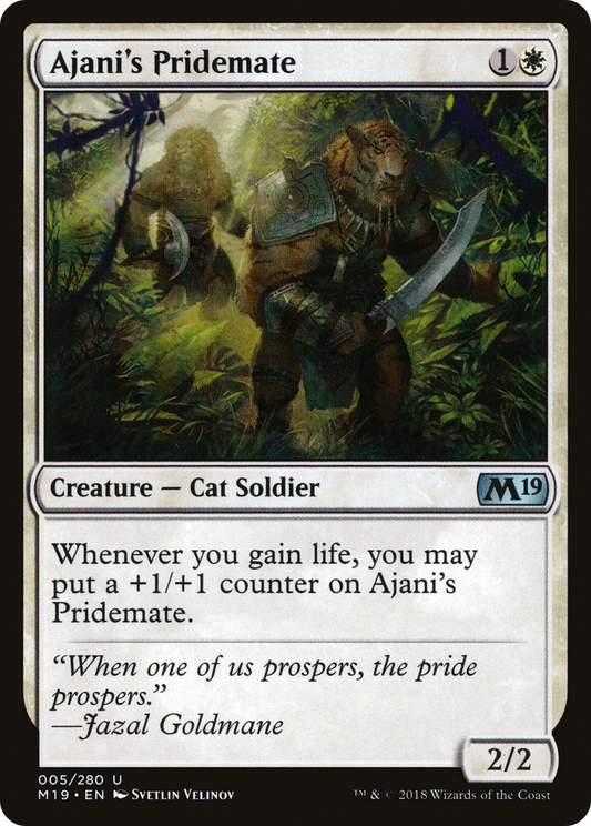 Ajani's Pridemate (M19-005) - Core Set 2019 Foil - Premium MTG Single from Wizards of the Coast - Just $0.09! Shop now at Game Crave Tournament Store