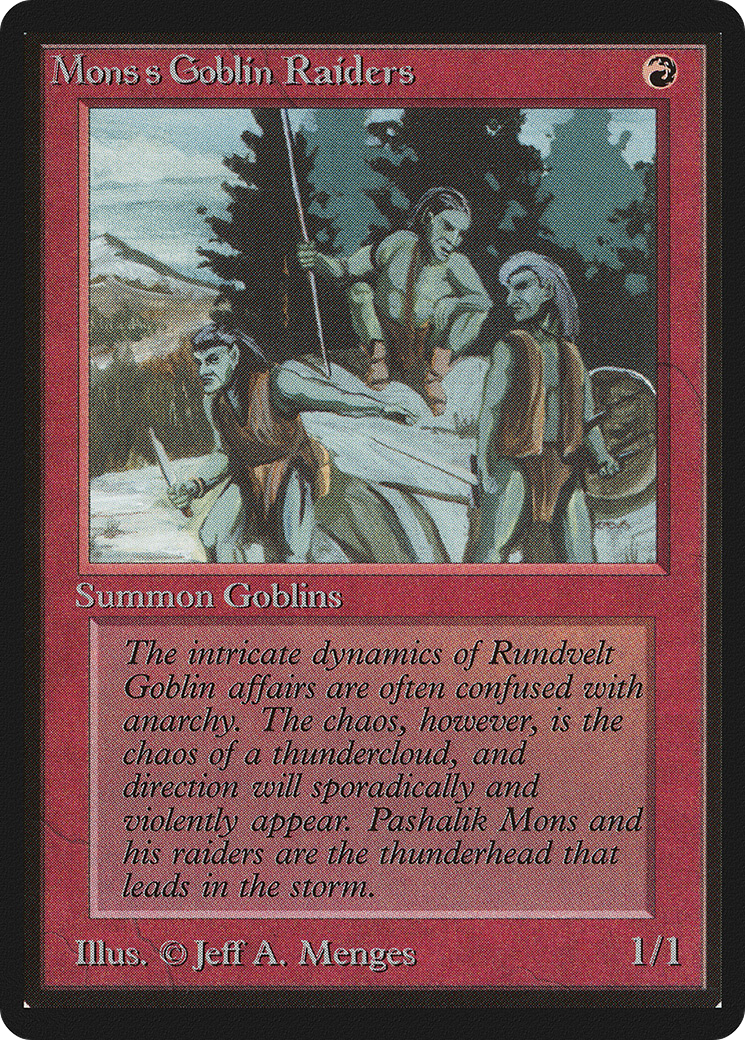 Mons's Goblin Raiders (LEB-165) - Limited Edition Beta - Premium MTG Single from Wizards of the Coast - Just $1.47! Shop now at Game Crave Tournament Store