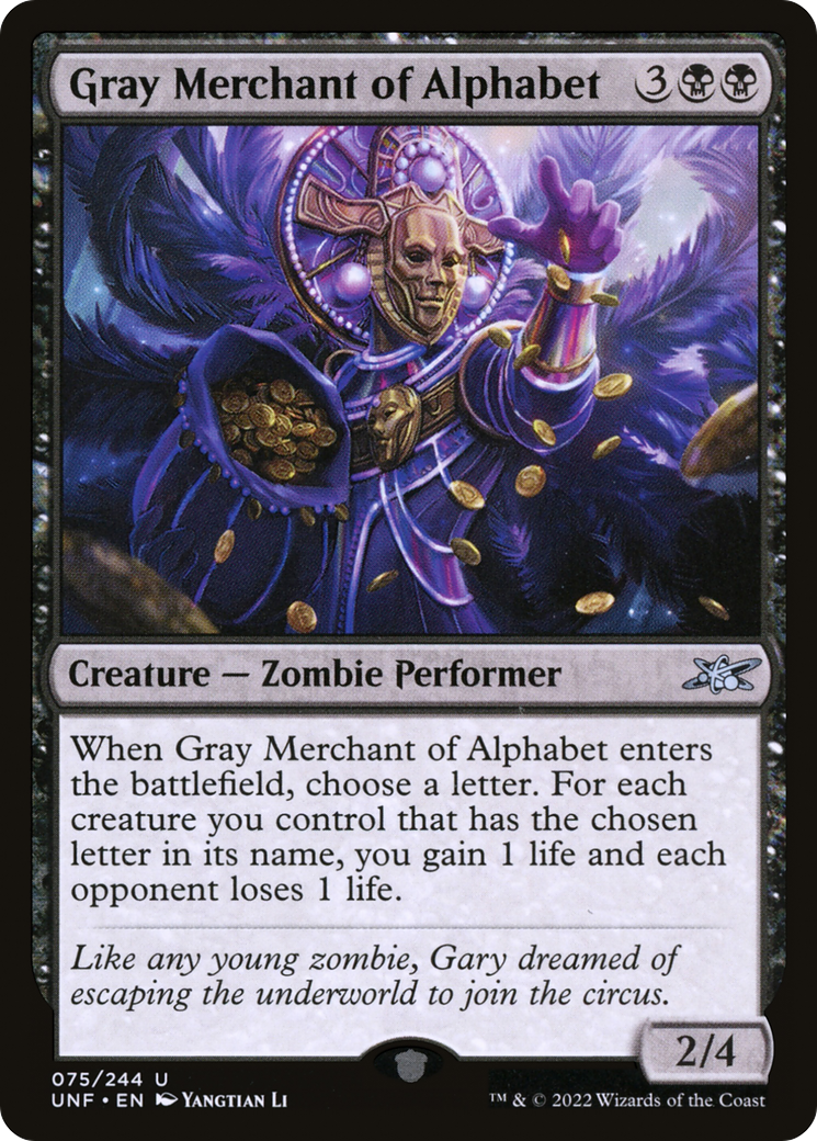 Gray Merchant of Alphabet (UNF-075) - Unfinity - Premium MTG Single from Wizards of the Coast - Just $0.08! Shop now at Game Crave Tournament Store