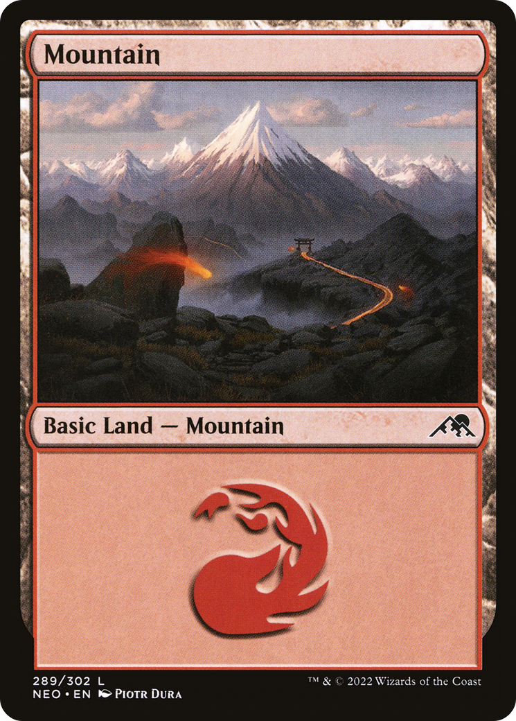 Mountain (NEO-289) - Kamigawa: Neon Dynasty Foil - Premium MTG Single from Wizards of the Coast - Just $0.08! Shop now at Game Crave Tournament Store