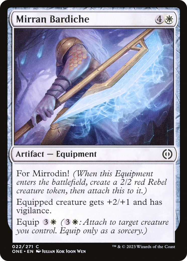 Mirran Bardiche (ONE-022) - Phyrexia: All Will Be One - Premium MTG Single from Wizards of the Coast - Just $0.08! Shop now at Game Crave Tournament Store