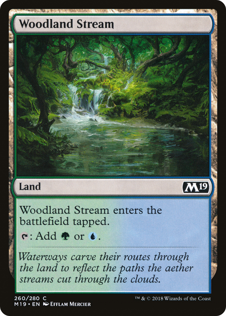 Woodland Stream (M19-260) - Core Set 2019 Foil - Premium MTG Single from Wizards of the Coast - Just $0.11! Shop now at Game Crave Tournament Store