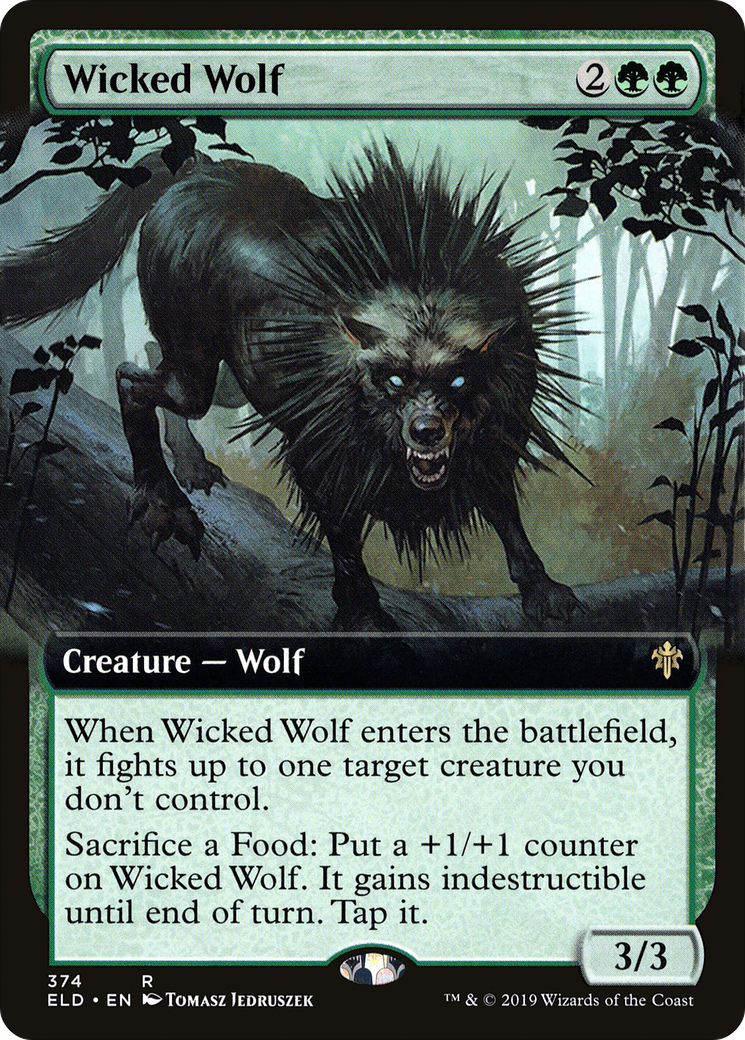 Wicked Wolf (ELD-374) - Throne of Eldraine: (Extended Art) Foil - Premium MTG Single from Wizards of the Coast - Just $0.52! Shop now at Game Crave Tournament Store