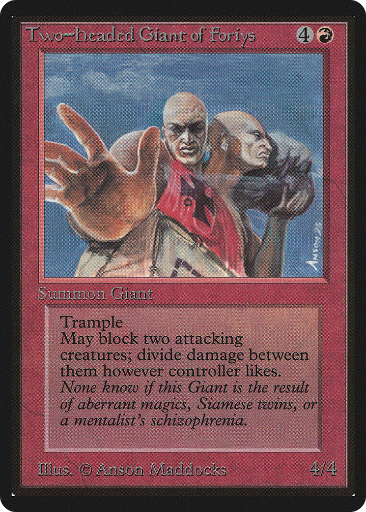Two-Headed Giant of Foriys (LEB-180) - Limited Edition Beta - Premium MTG Single from Wizards of the Coast - Just $24! Shop now at Game Crave Tournament Store