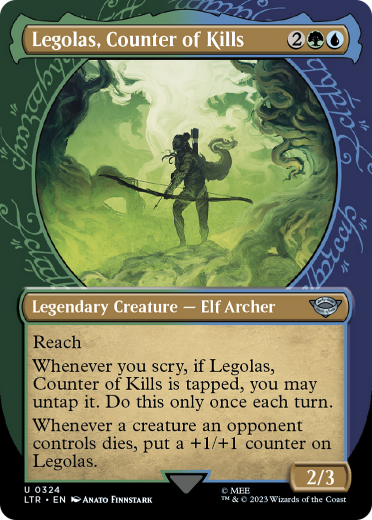 Legolas, Counter of Kills (LTR-324) - The Lord of the Rings: Tales of Middle-earth: (Showcase) (Borderless) - Premium MTG Single from Wizards of the Coast - Just $0.08! Shop now at Game Crave Tournament Store