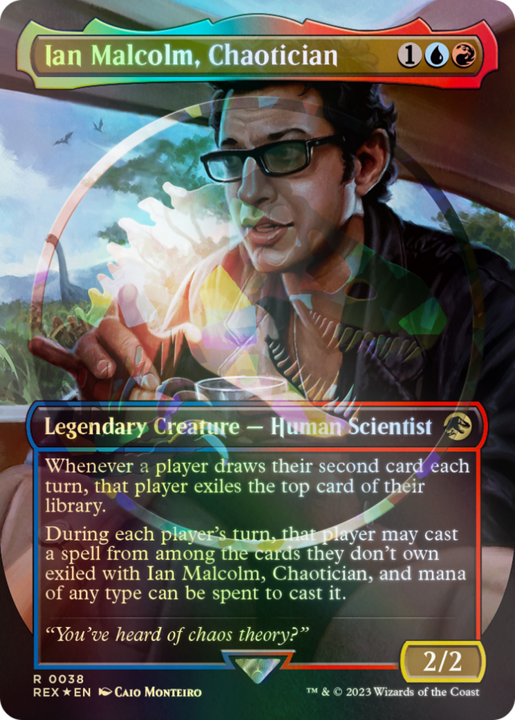 Ian Malcolm, Chaotician (REX-038) - Jurassic World Collection (Borderless) Foil - Premium MTG Single from Wizards of the Coast - Just $40.99! Shop now at Game Crave Tournament Store