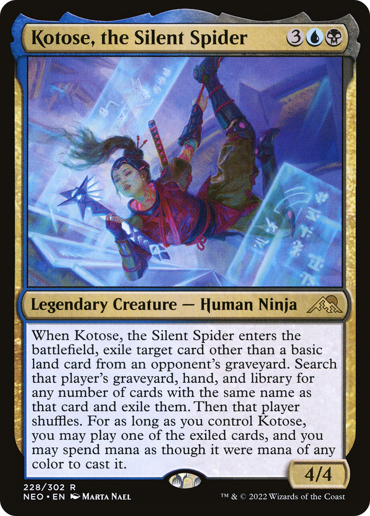 Kotose, the Silent Spider (NEO-228) - Kamigawa: Neon Dynasty - Premium MTG Single from Wizards of the Coast - Just $0.25! Shop now at Game Crave Tournament Store