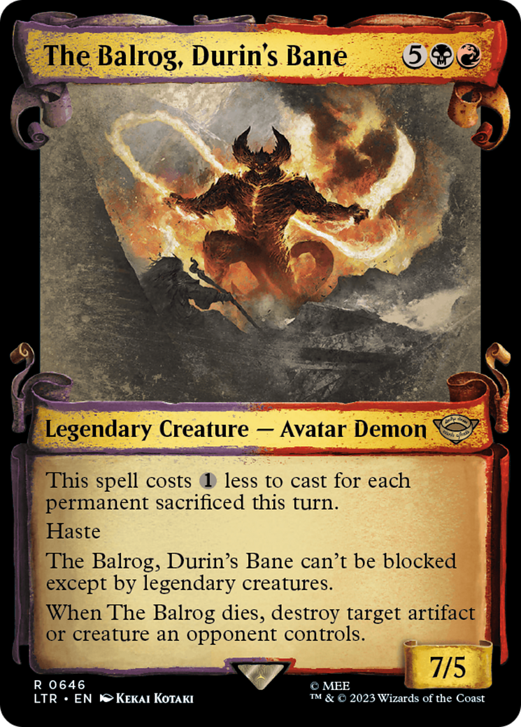 The Balrog, Durin's Bane (LTR-646) - The Lord of the Rings: Tales of Middle-earth: (Showcase) Foil - Premium MTG Single from Wizards of the Coast - Just $0.68! Shop now at Game Crave Tournament Store