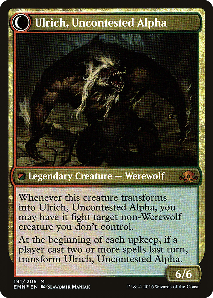 Ulrich of the Krallenhorde // Ulrich, Uncontested Alpha (PEMN-191S) - Eldritch Moon Promos: (Double Faced Transform) Foil - Premium MTG Single from Wizards of the Coast - Just $1.19! Shop now at Game Crave Tournament Store