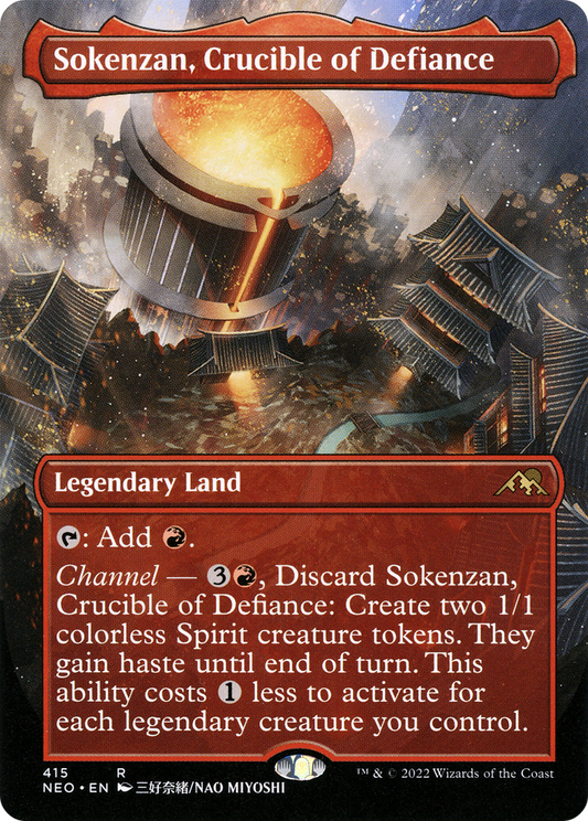 Sokenzan, Crucible of Defiance (NEO-415) - Kamigawa: Neon Dynasty (Borderless) Foil - Premium MTG Single from Wizards of the Coast - Just $1.17! Shop now at Game Crave Tournament Store