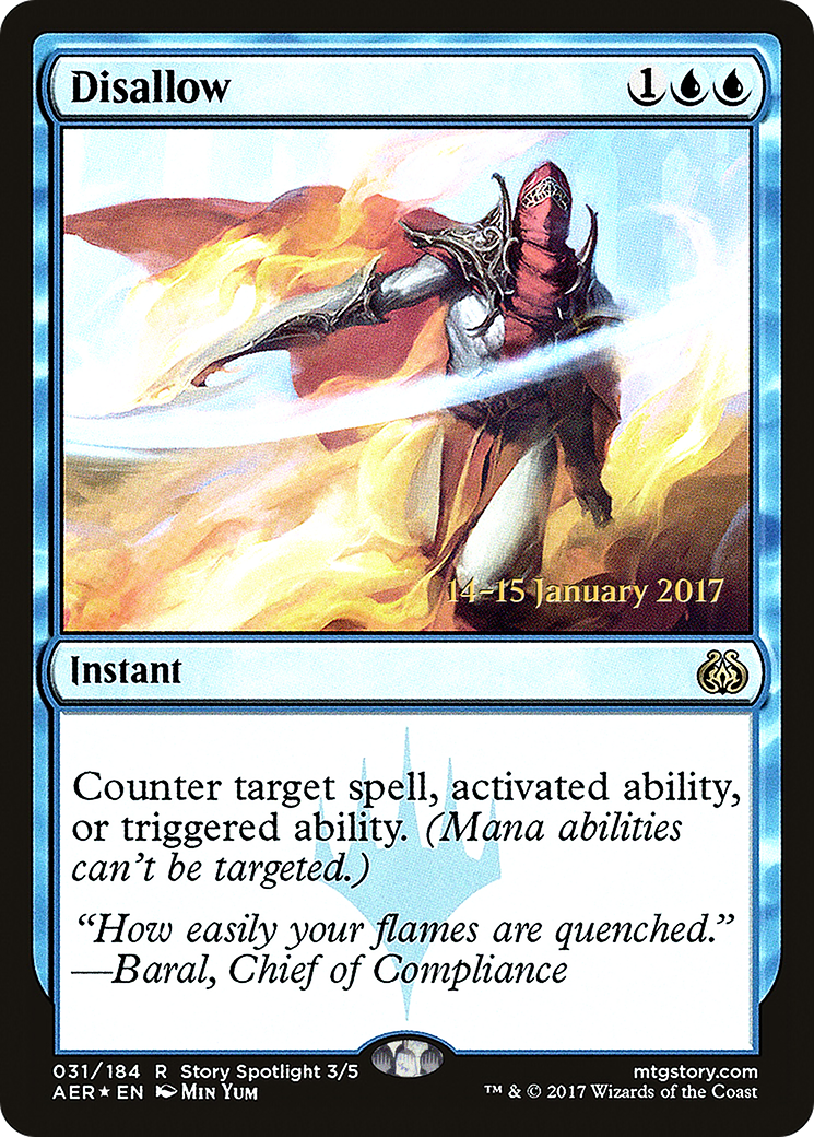 Disallow (PAER-31S) - Aether Revolt Promos Foil - Premium MTG Single from Wizards of the Coast - Just $1.83! Shop now at Game Crave Tournament Store