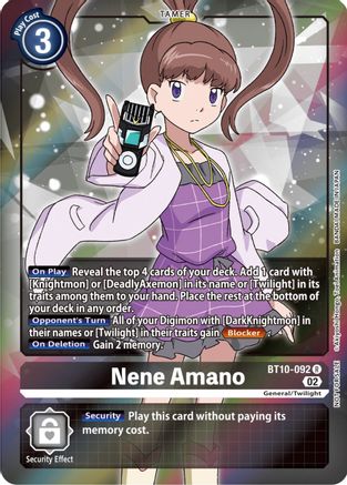Nene Amano (Box Topper) (BT10-092) - Xros Encounter Foil - Premium Digimon Single from Bandai - Just $0.61! Shop now at Game Crave Tournament Store