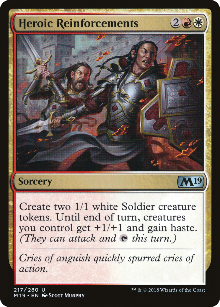 Heroic Reinforcements (M19-217) - Core Set 2019 - Premium MTG Single from Wizards of the Coast - Just $0.08! Shop now at Game Crave Tournament Store