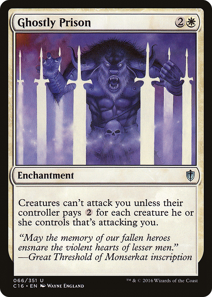 Ghostly Prison (C16-066) - Commander 2016 - Premium MTG Single from Wizards of the Coast - Just $1.38! Shop now at Game Crave Tournament Store