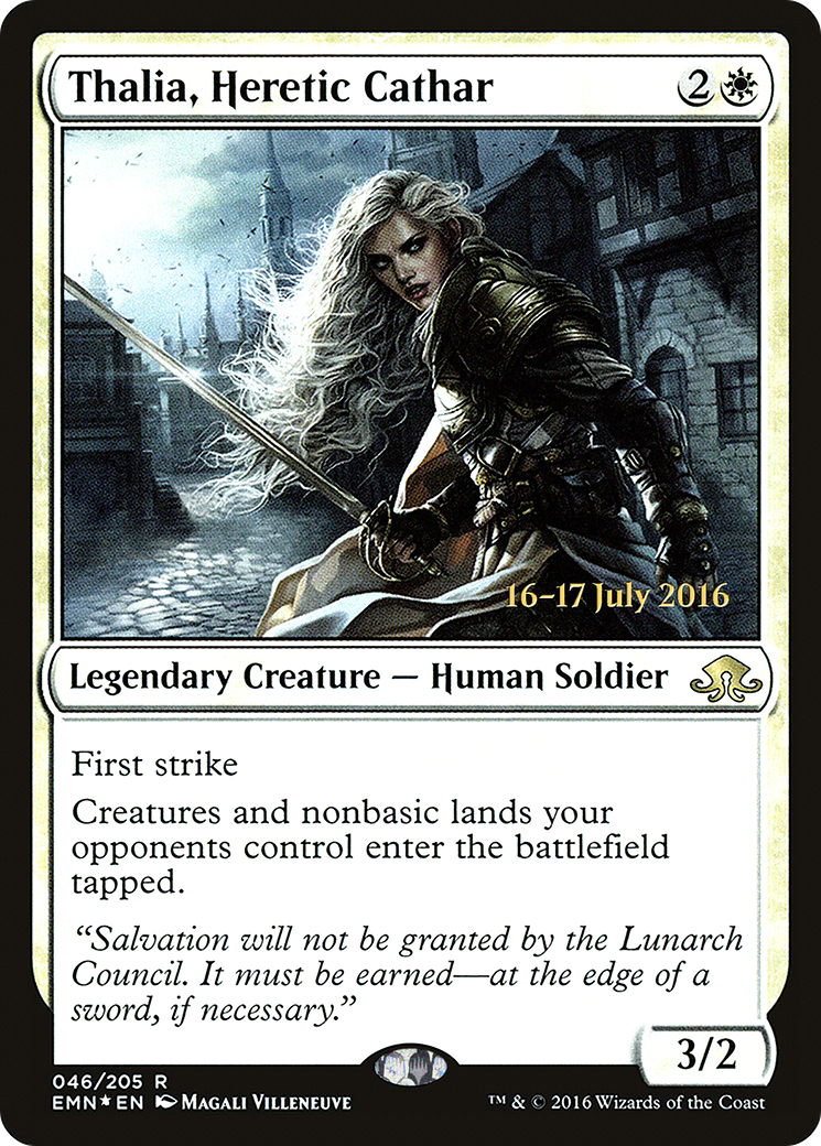 Thalia, Heretic Cathar (PEMN-46S) - Eldritch Moon Promos Foil - Premium MTG Single from Wizards of the Coast - Just $6.56! Shop now at Game Crave Tournament Store