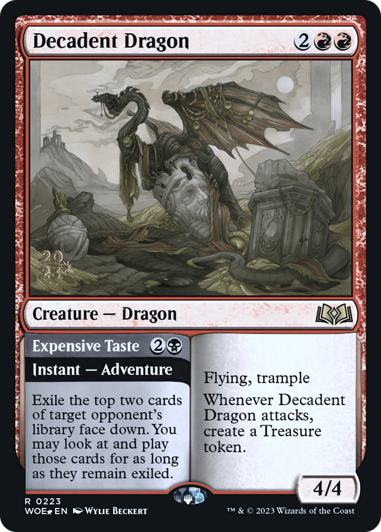 Decadent Dragon // Expensive Taste (PWOE-223S) - Wilds of Eldraine Promos Foil - Premium MTG Single from Wizards of the Coast - Just $0.52! Shop now at Game Crave Tournament Store