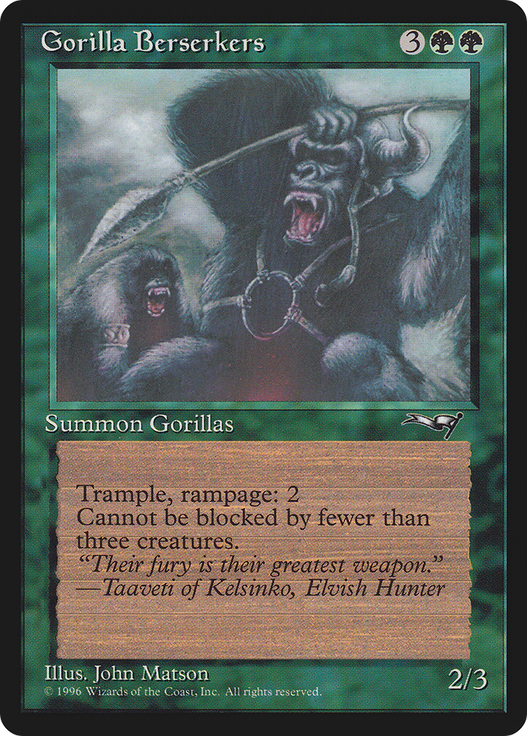 Gorilla Berserkers (ALL-93A) - Alliances - Premium MTG Single from Wizards of the Coast - Just $0.08! Shop now at Game Crave Tournament Store