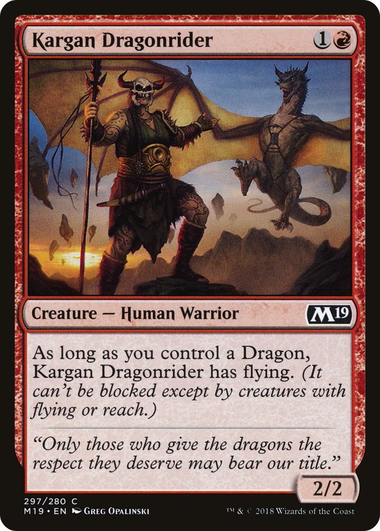 Kargan Dragonrider (M19-297) - Core Set 2019 - Premium MTG Single from Wizards of the Coast - Just $0.08! Shop now at Game Crave Tournament Store