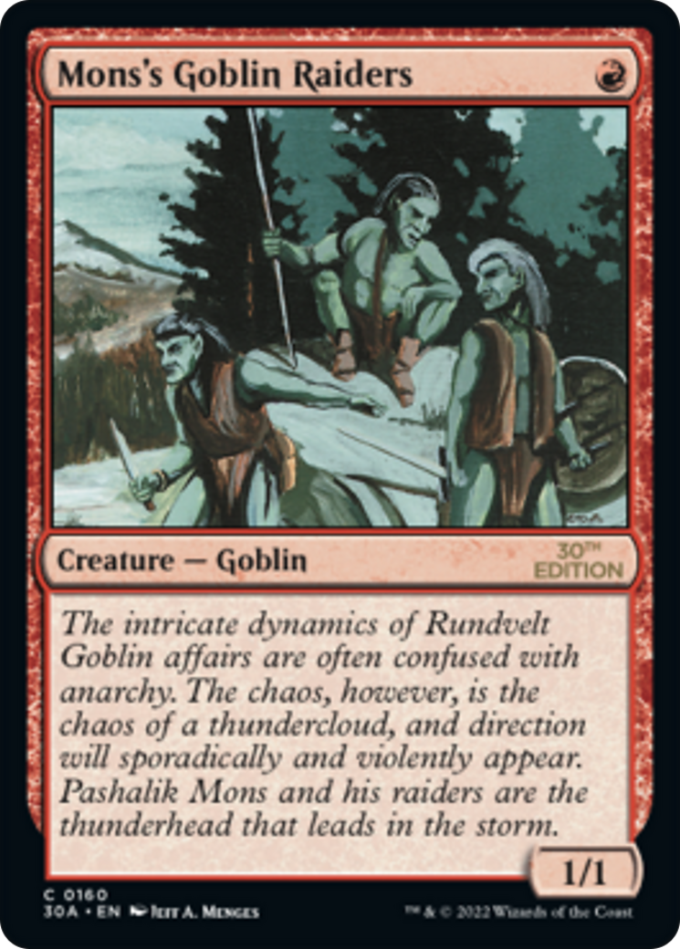 Mons's Goblin Raiders (30A-160) - 30th Anniversary Edition - Premium MTG Single from Wizards of the Coast - Just $0.74! Shop now at Game Crave Tournament Store