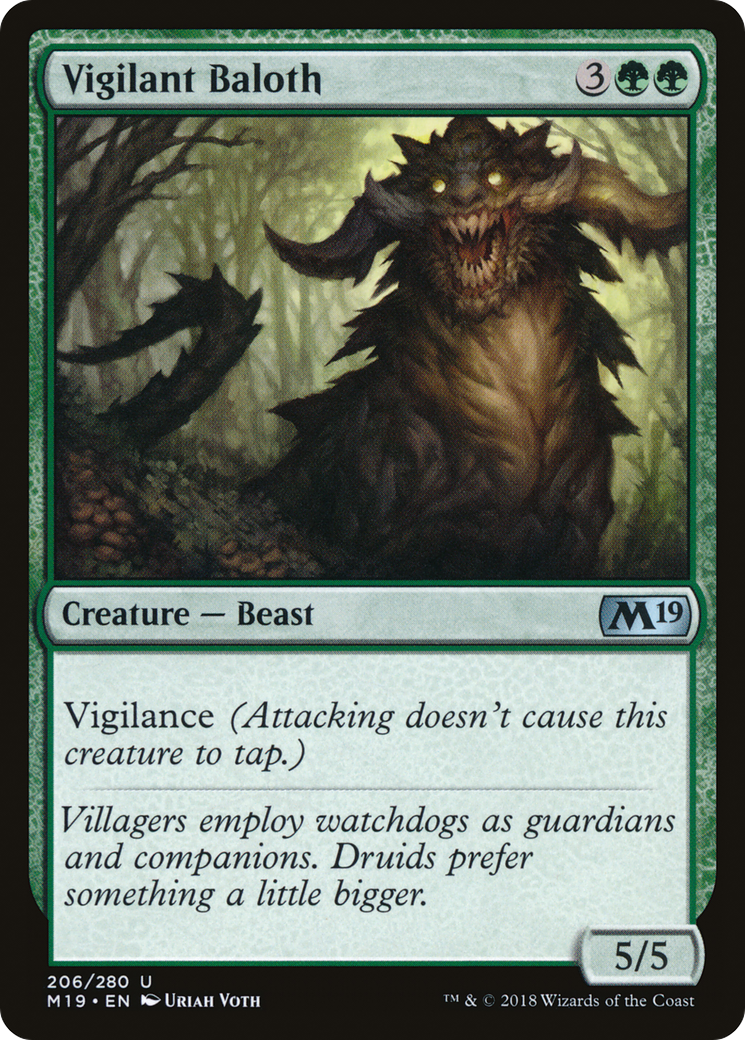 Vigilant Baloth (M19-206) - Core Set 2019 - Premium MTG Single from Wizards of the Coast - Just $0.25! Shop now at Game Crave Tournament Store