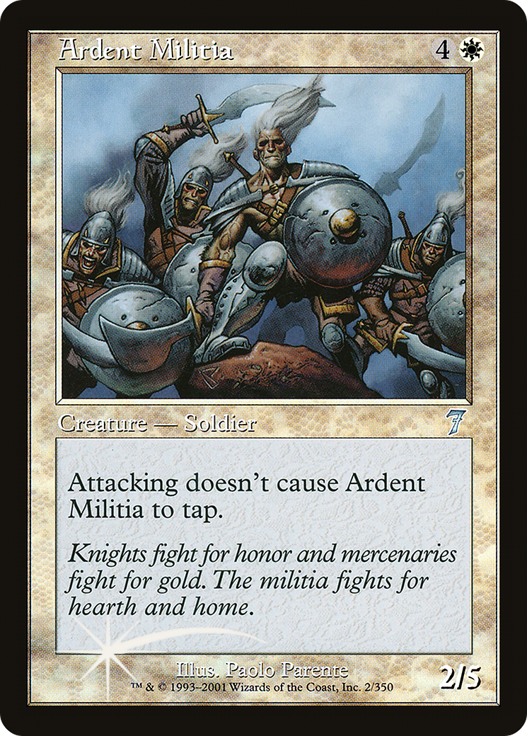 Ardent Militia (7ED-02★) - Seventh Edition Foil - Premium MTG Single from Wizards of the Coast - Just $1.29! Shop now at Game Crave Tournament Store