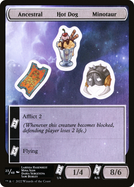 Ancestral Hot Dog Minotaur (SUNF-023) - Unfinity Sticker Sheets - Premium MTG Single from Wizards of the Coast - Just $0.14! Shop now at Game Crave Tournament Store