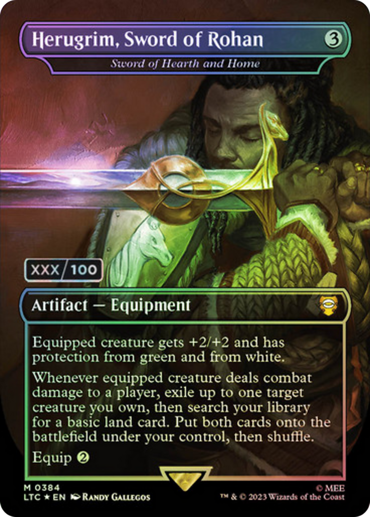 Sword of Hearth and Home (LTC-384Z) - Tales of Middle-earth Commander / Herugrim, Sword of Rohan (Borderless) Foil - Premium MTG Single from Wizards of the Coast - Just $791.20! Shop now at Game Crave Tournament Store