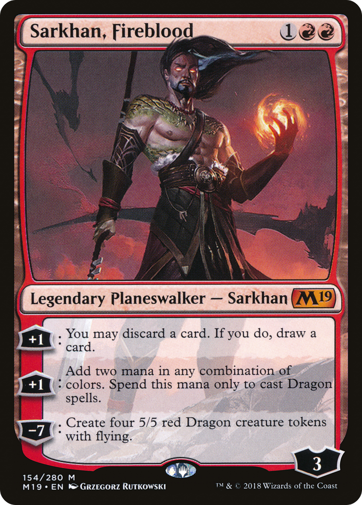 Sarkhan, Fireblood (M19-154) - Core Set 2019 Foil - Premium MTG Single from Wizards of the Coast - Just $4.24! Shop now at Game Crave Tournament Store