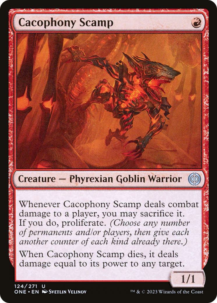 Cacophony Scamp (ONE-124) - Phyrexia: All Will Be One Foil - Premium MTG Single from Wizards of the Coast - Just $0.14! Shop now at Game Crave Tournament Store