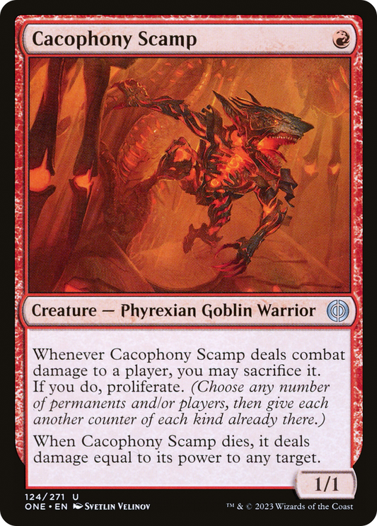 Cacophony Scamp (ONE-124) - Phyrexia: All Will Be One Foil - Premium MTG Single from Wizards of the Coast - Just $0.14! Shop now at Game Crave Tournament Store