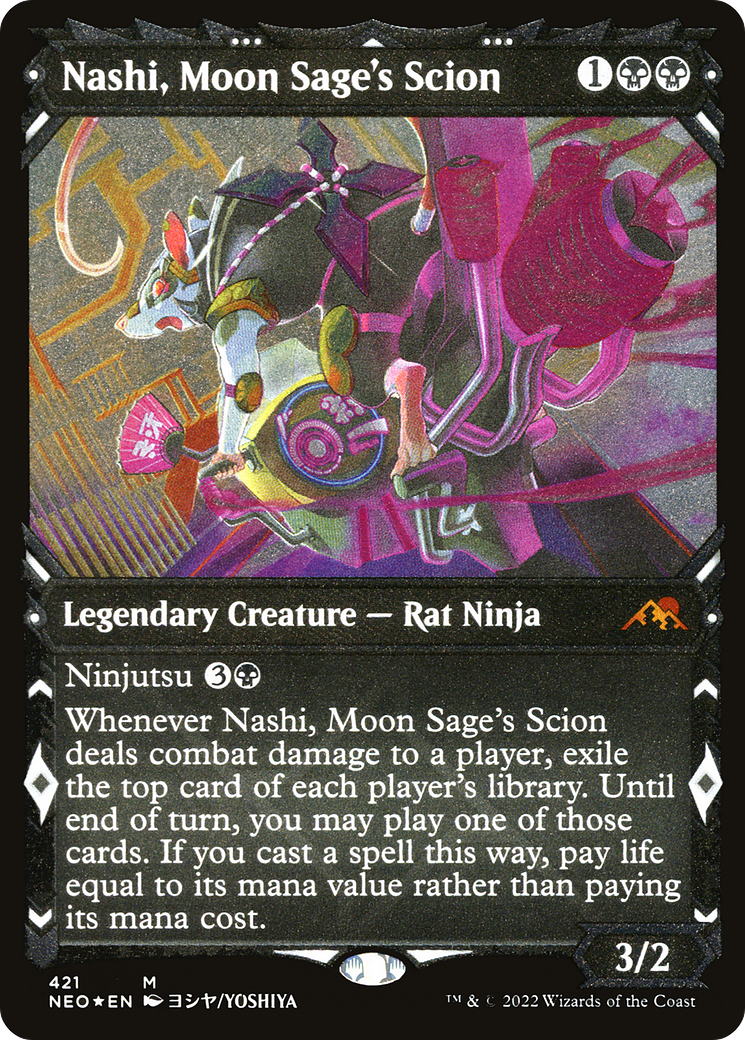 Nashi, Moon Sage's Scion (NEO-421) - Kamigawa: Neon Dynasty: (Showcase) Etched Foil - Premium MTG Single from Wizards of the Coast - Just $12.59! Shop now at Game Crave Tournament Store
