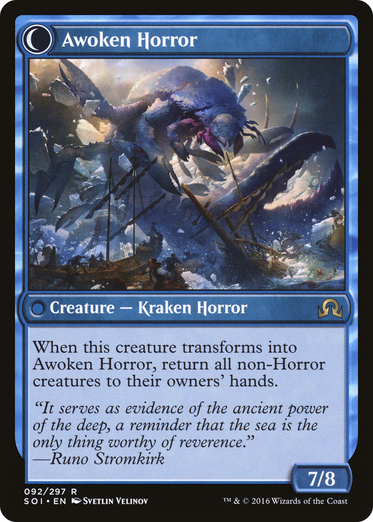 Thing in the Ice // Awoken Horror (SOI-092) - Shadows over Innistrad: (Double Faced Transform) Foil - Premium MTG Single from Wizards of the Coast - Just $1.12! Shop now at Game Crave Tournament Store