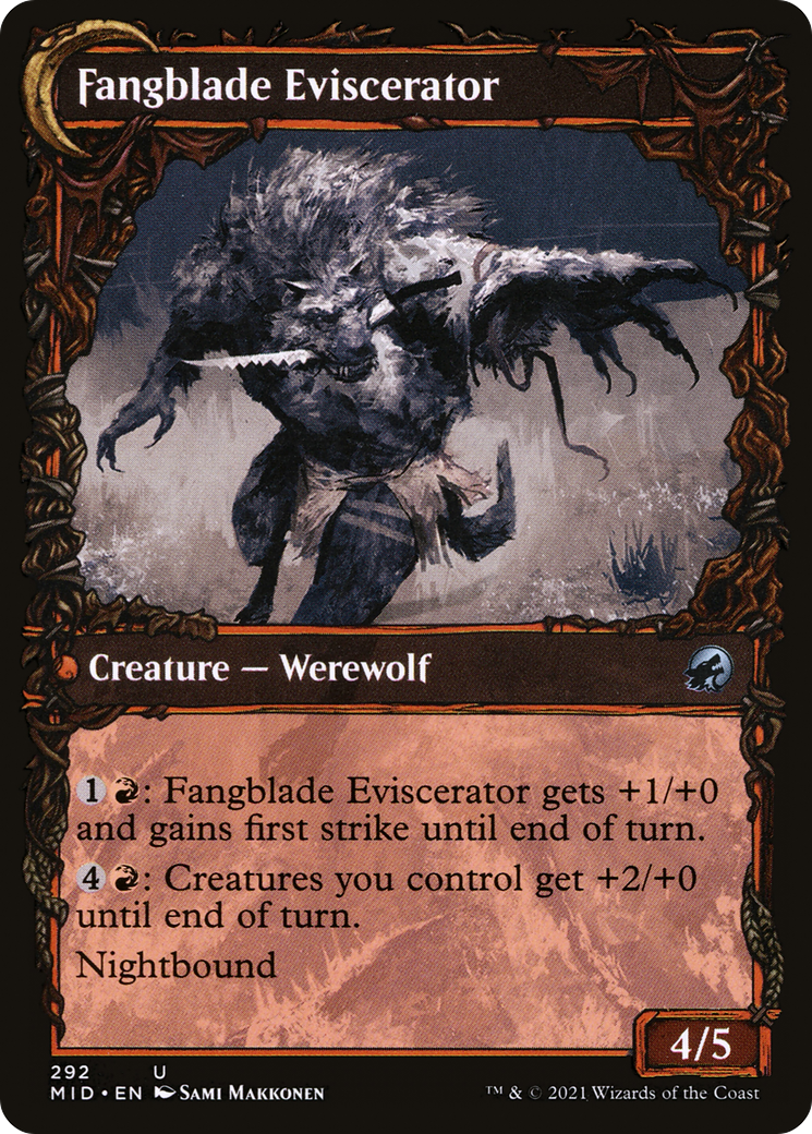 Fangblade Brigand // Fangblade Eviscerator (MID-292) - Innistrad: Midnight Hunt: (Showcase, Double Faced Transform) Foil - Premium MTG Single from Wizards of the Coast - Just $0.08! Shop now at Game Crave Tournament Store