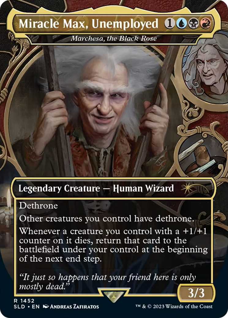 Marchesa, the Black Rose (SLD-1452) - Secret Lair Drop / Miracle Max, Unemployed (Borderless) - Premium MTG Single from Wizards of the Coast - Just $1.79! Shop now at Game Crave Tournament Store