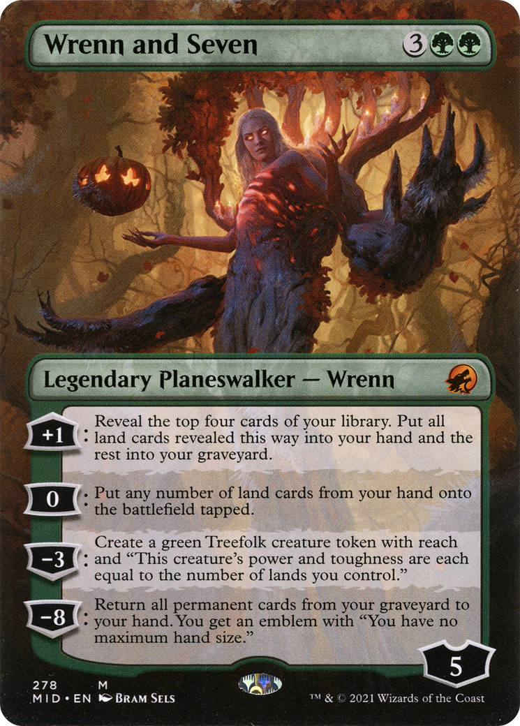 Wrenn and Seven (MID-278) - Innistrad: Midnight Hunt (Borderless) Foil - Premium MTG Single from Wizards of the Coast - Just $1.53! Shop now at Game Crave Tournament Store