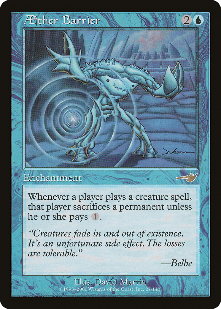 Aether Barrier (NEM-027) - Nemesis Foil - Premium MTG Single from Wizards of the Coast - Just $11.52! Shop now at Game Crave Tournament Store