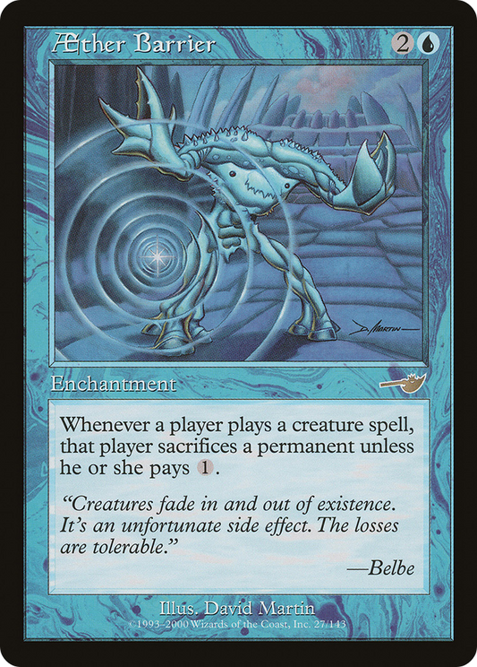 Aether Barrier (NEM-027) - Nemesis Foil - Premium MTG Single from Wizards of the Coast - Just $11.52! Shop now at Game Crave Tournament Store