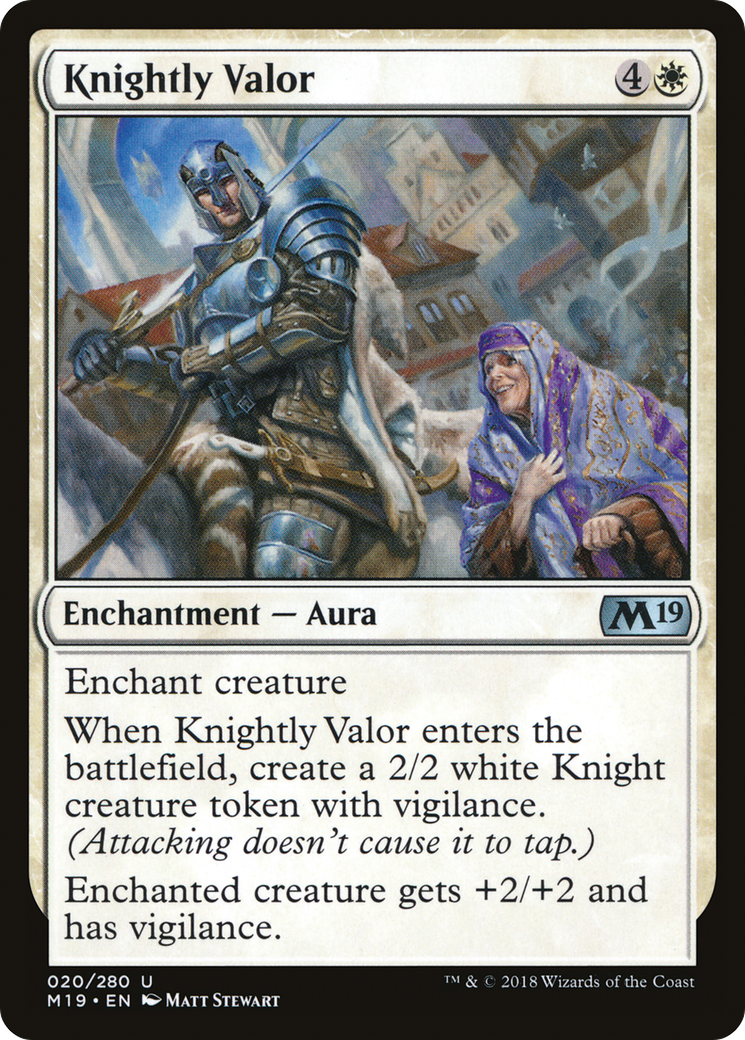 Knightly Valor (M19-020) - Core Set 2019 - Premium MTG Single from Wizards of the Coast - Just $0.08! Shop now at Game Crave Tournament Store