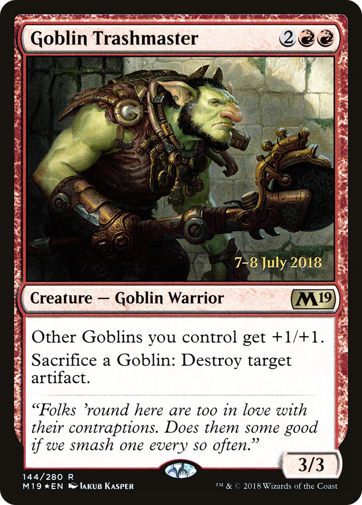 Goblin Trashmaster (PM19-144S) - Core Set 2019 Promos Foil - Premium MTG Single from Wizards of the Coast - Just $2.07! Shop now at Game Crave Tournament Store