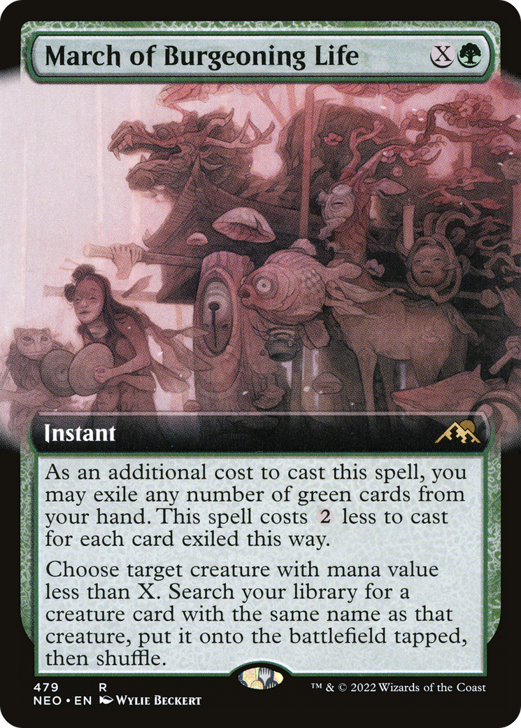 March of Burgeoning Life (NEO-479) - Kamigawa: Neon Dynasty: (Extended Art) - Premium MTG Single from Wizards of the Coast - Just $0.08! Shop now at Game Crave Tournament Store