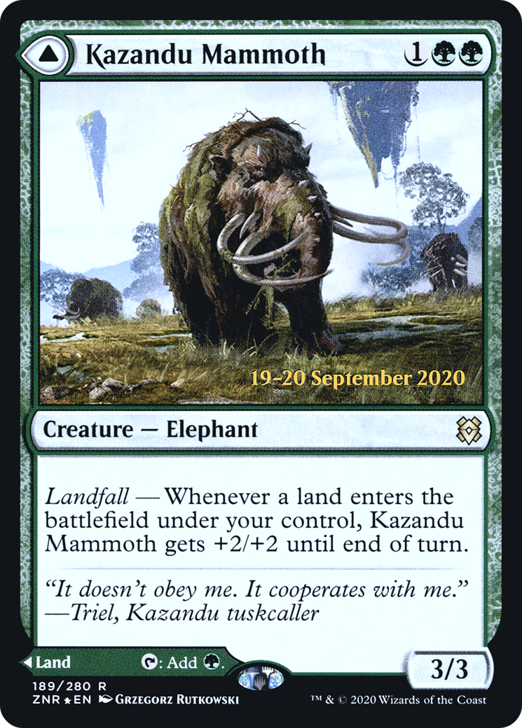 Kazandu Mammoth // Kazandu Valley (PZNR-189S) - Zendikar Rising Promos Foil - Premium MTG Single from Wizards of the Coast - Just $0.34! Shop now at Game Crave Tournament Store