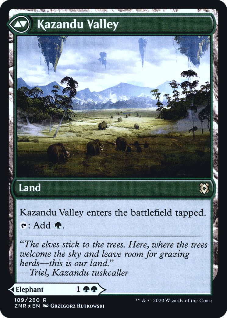 Kazandu Mammoth // Kazandu Valley (PZNR-189S) - Zendikar Rising Promos Foil - Premium MTG Single from Wizards of the Coast - Just $0.34! Shop now at Game Crave Tournament Store