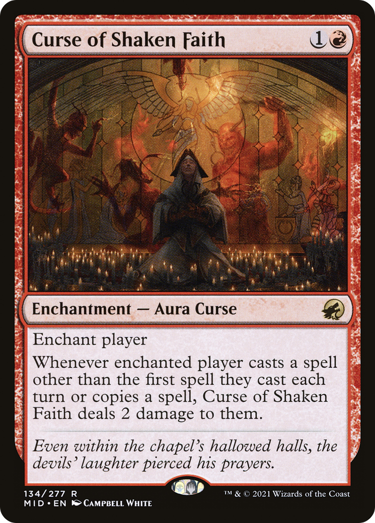 Curse of Shaken Faith (MID-134) - Innistrad: Midnight Hunt Foil - Premium MTG Single from Wizards of the Coast - Just $0.13! Shop now at Game Crave Tournament Store