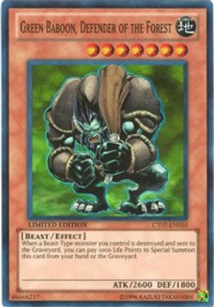 Green Baboon, Defender of the Forest (CT07-EN010) - 2010 Collectors Tins Limited - Premium Yugioh Single from Konami - Just $0.25! Shop now at Game Crave Tournament Store