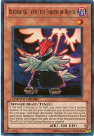 Blackwing - Vayu the Emblem of Honor (CT07-EN012) - 2010 Collectors Tins Limited - Premium Yugioh Single from Konami - Just $3.56! Shop now at Game Crave Tournament Store
