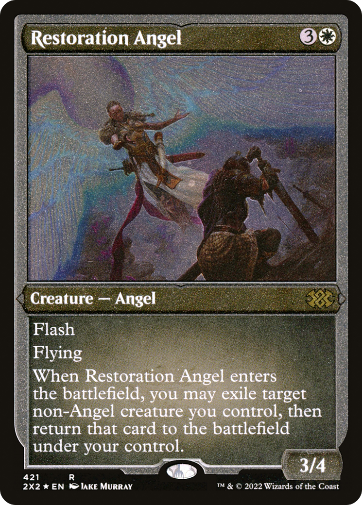 Restoration Angel (2X2-421) - Double Masters 2022 Etched Foil - Premium MTG Single from Wizards of the Coast - Just $0.44! Shop now at Game Crave Tournament Store